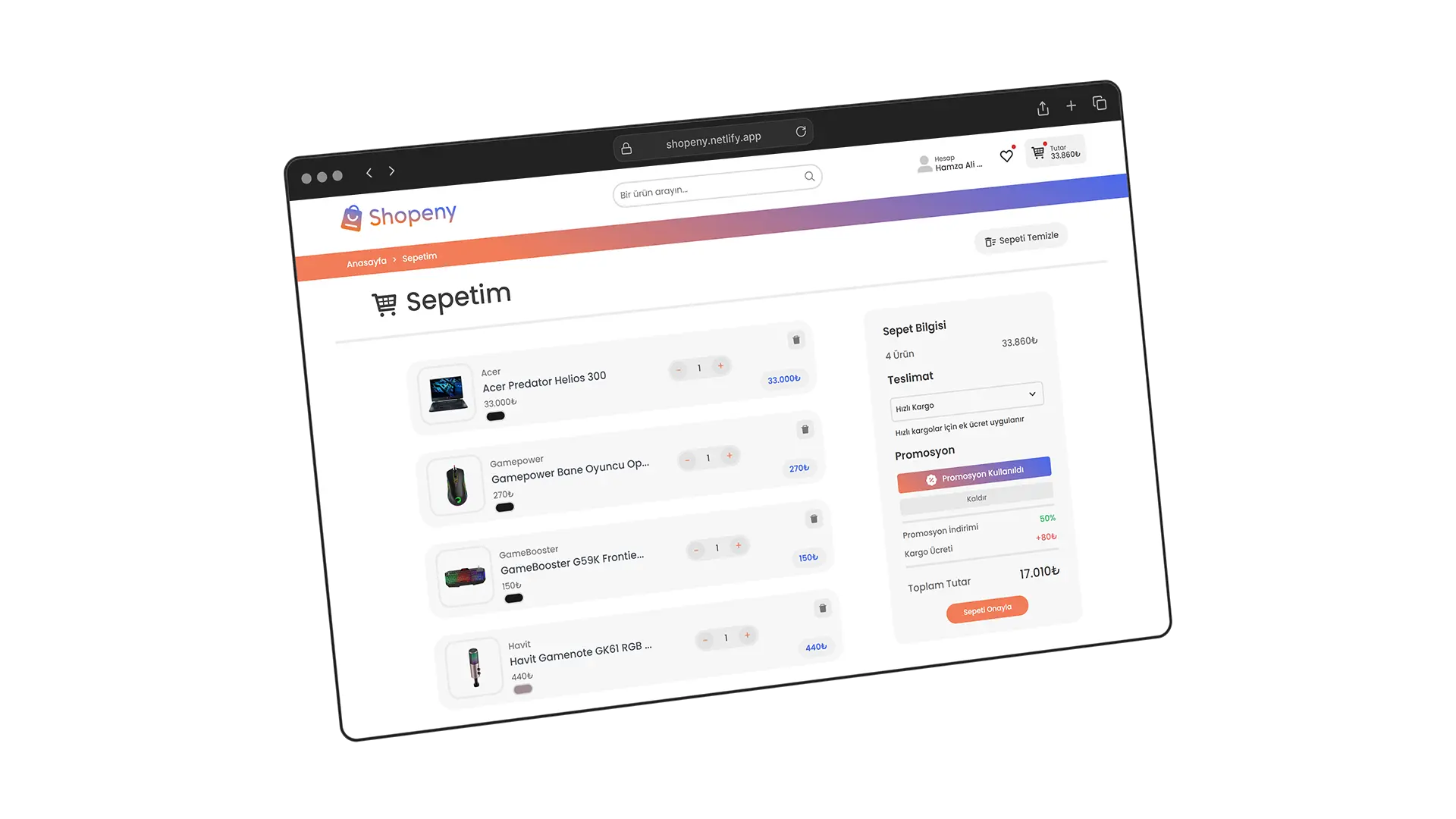 Shopeny — Cart Management